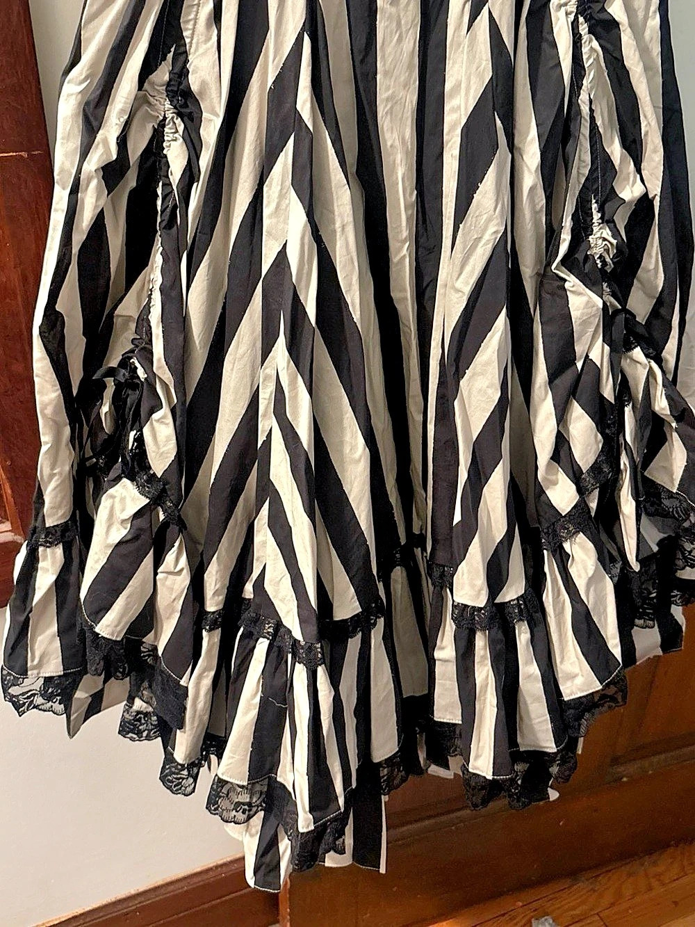 Selkie The Buccaneer Cinema Dress Striped Midi Black & White - Picture 3 of 9